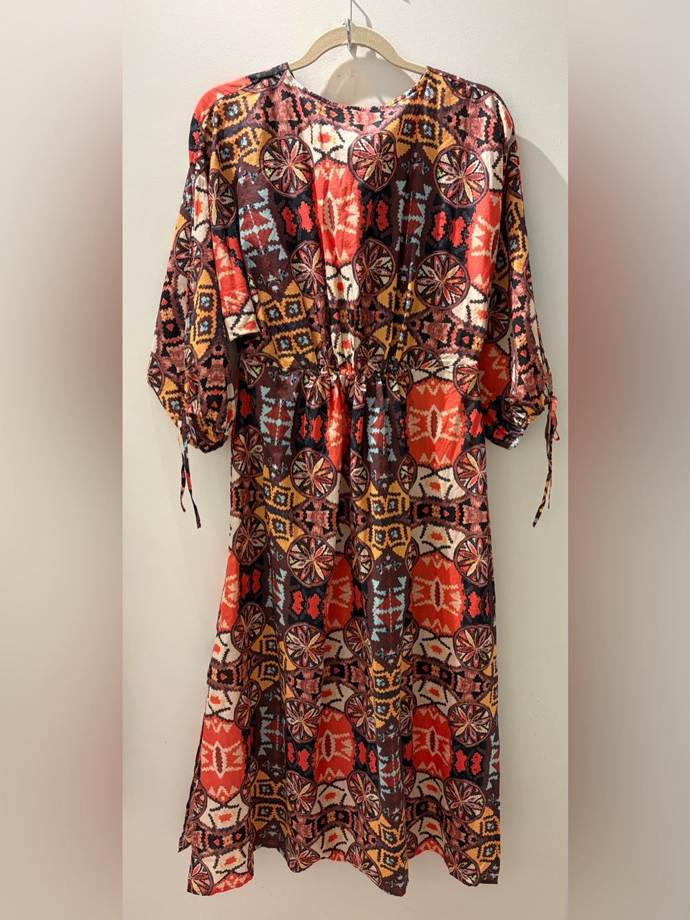M&S Collection Pure Cotton Printed Kimono Midaxi Dress Size 10 - Picture 7 of 7